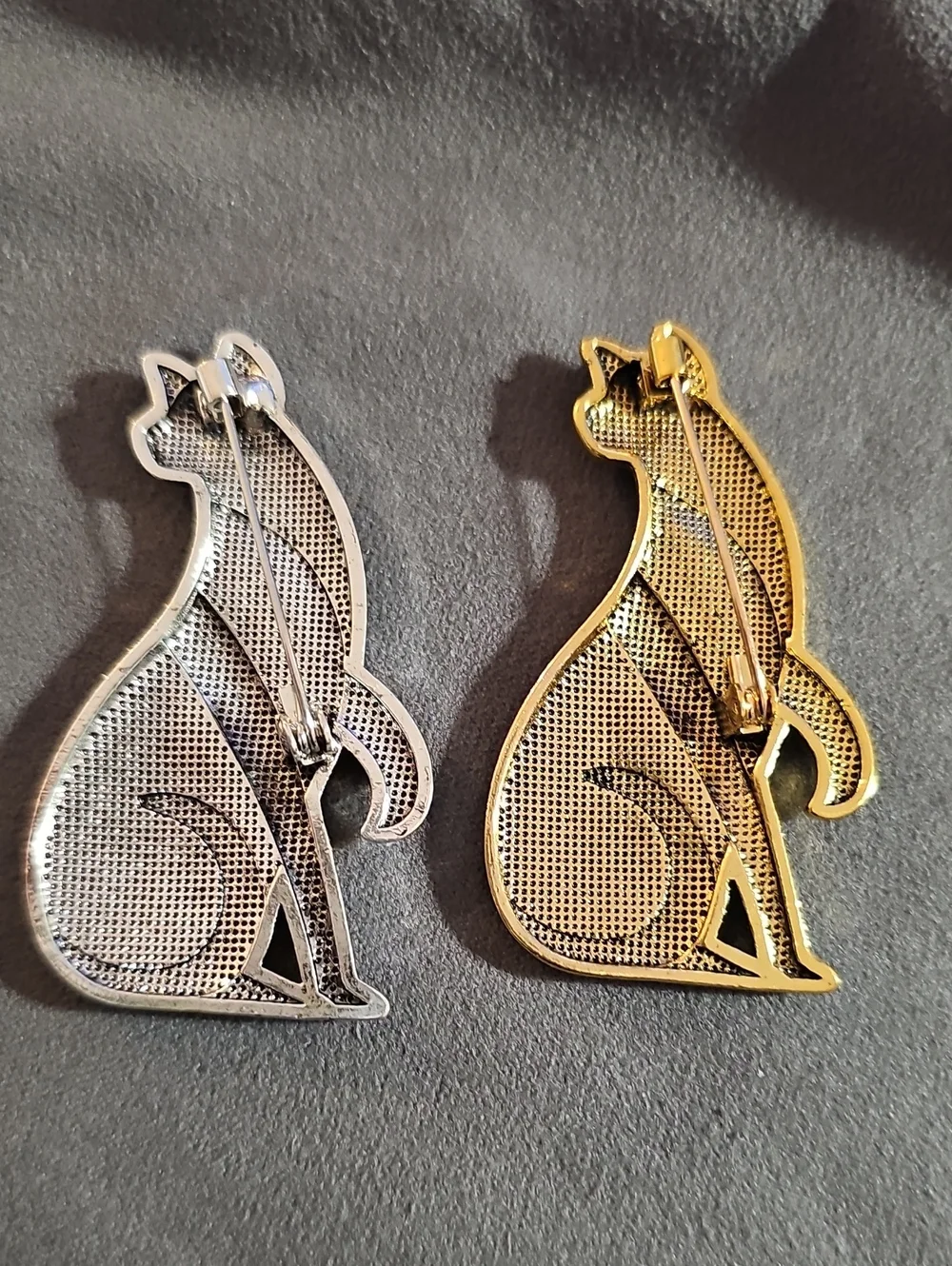 Silver and Gold Cat Brooch Set Of 2